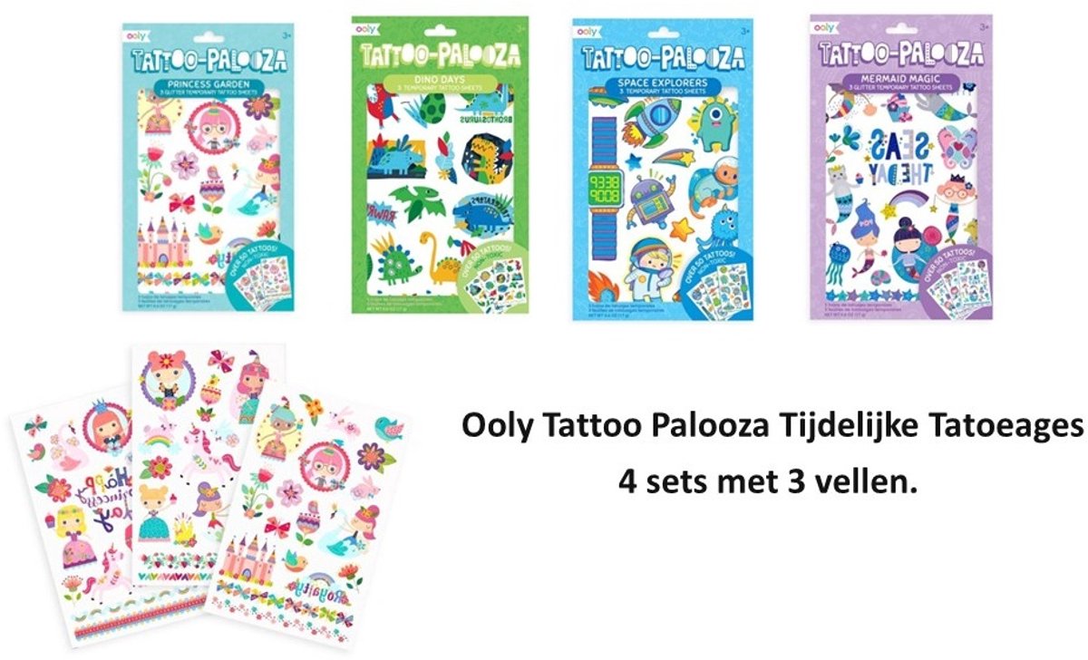   Tattoo Palooza Tijdelijke Tatoeages-set van 4