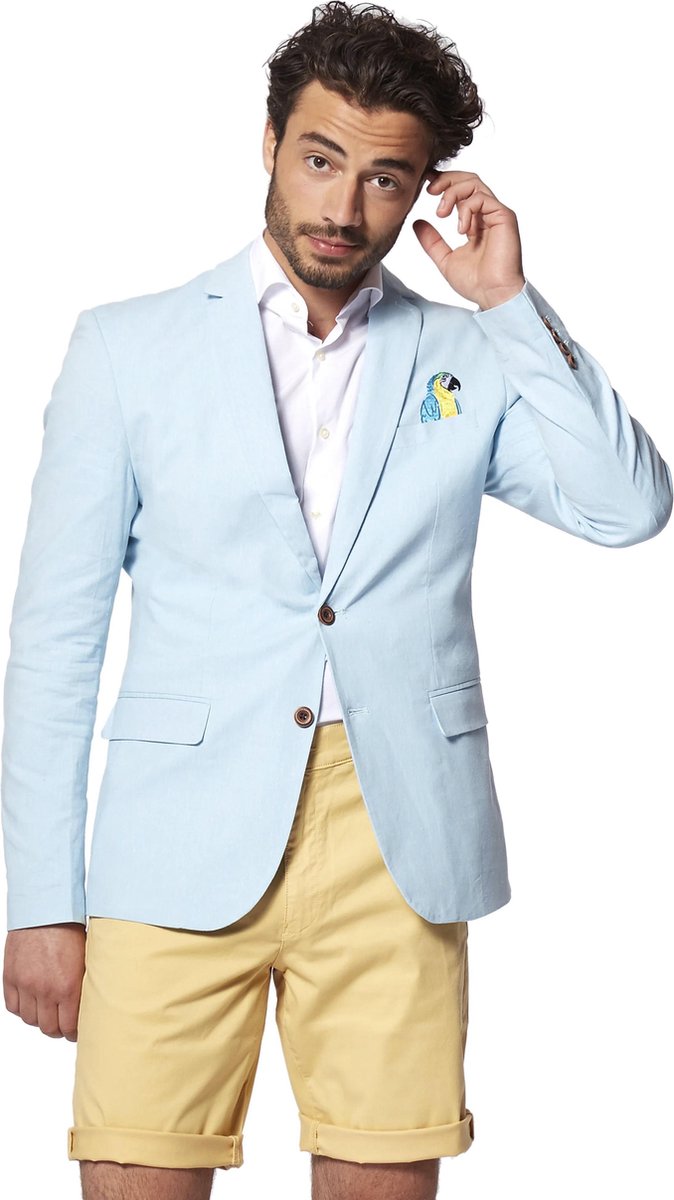 OppoSuits Deluxe Birdie - Soft Blue - Heren Blazer - Maat: EU 46 - Zomers