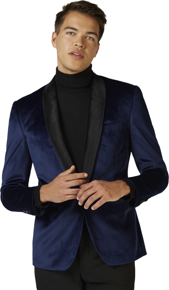 OppoSuits Deluxe Dinner Jacket - Deep Blue - Heren Blazer - Maat: EU 46 - Kerst