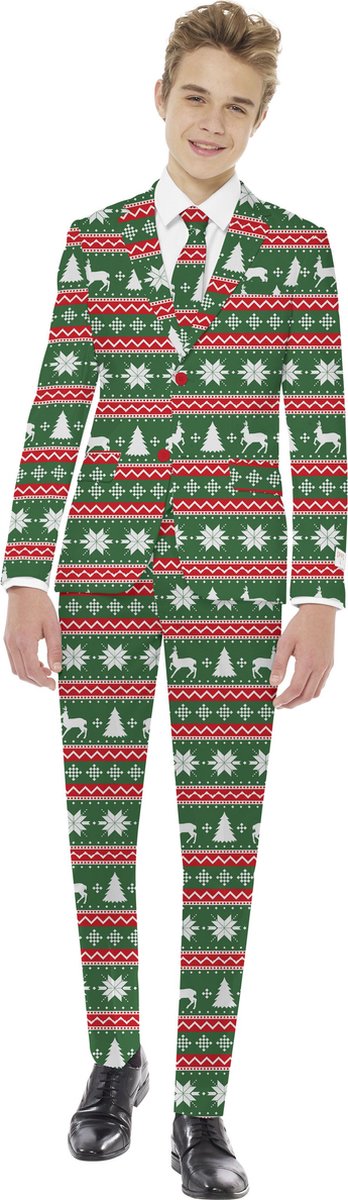 OppoSuits Festive Green - Tiener Pak - Kerst Outfit - Groen - Maat 10 Jaar