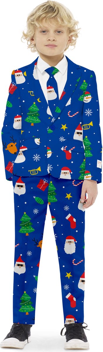 OppoSuits Festivity Blue - Kids Pak - Kerst Outfit - Blauw - Maat 2 Jaar