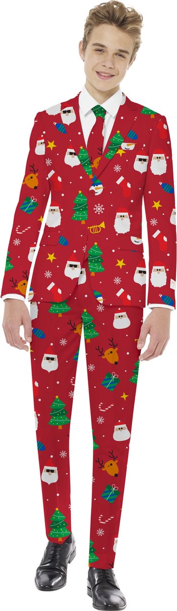 OppoSuits Festivity Red - Tiener Pak - Kerst Outfit - Rood - Maat 10 Jaar