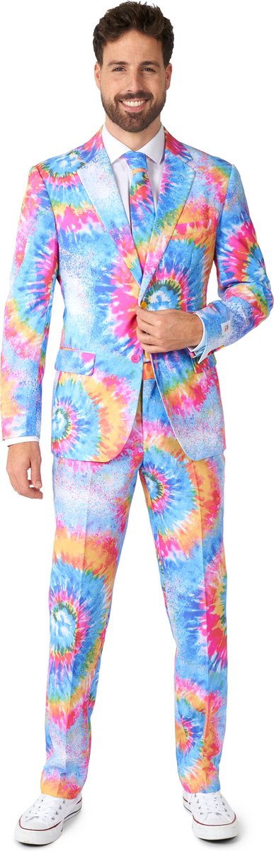 OppoSuits Mr. Tie Dye - Heren Pak - Flower Power Kostuum - Meerkleurig - Maat EU 56