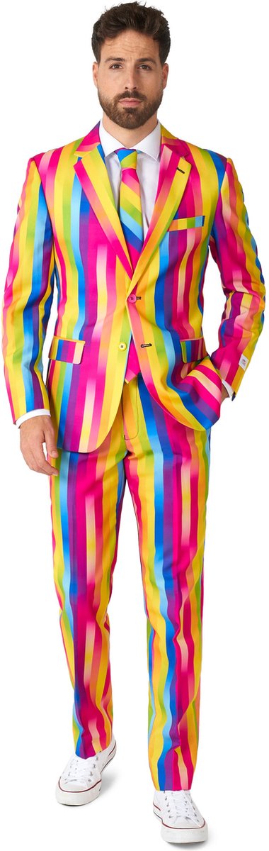 OppoSuits Rainbow Glaze - Heren Pak - Regenboog Outfit- Meerkleurig - Maat EU 54