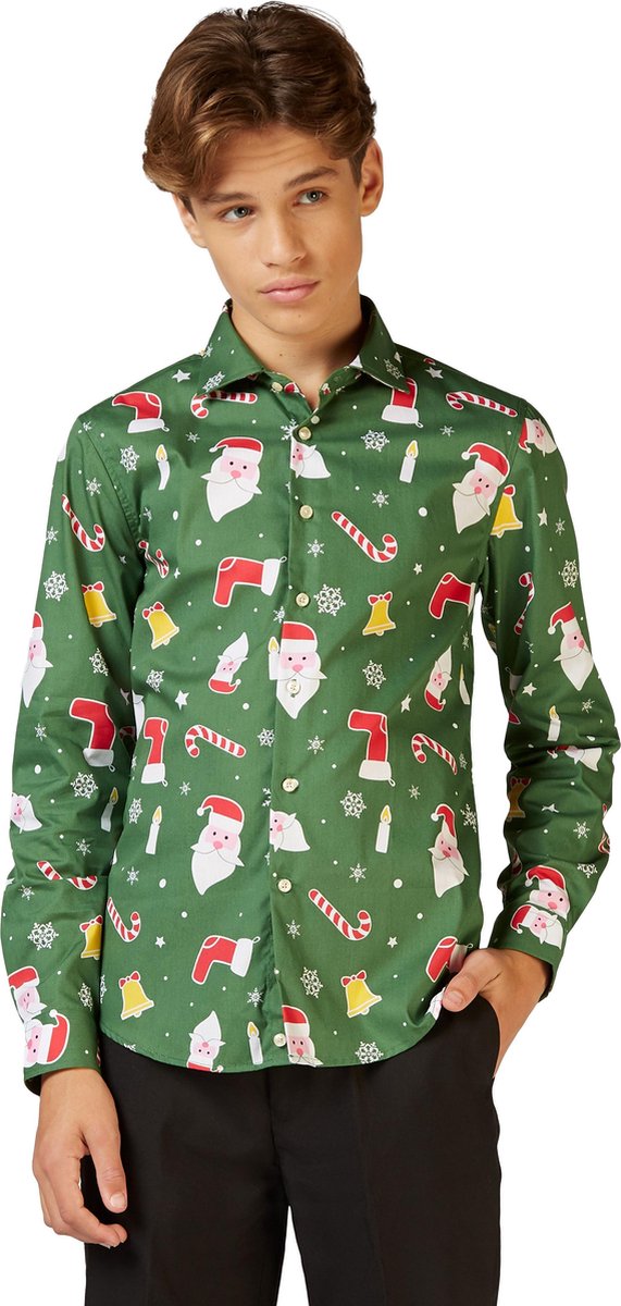 OppoSuits Santaboss - Tieners Kerst Overhemd - Kerst - Maat: 12 jaar