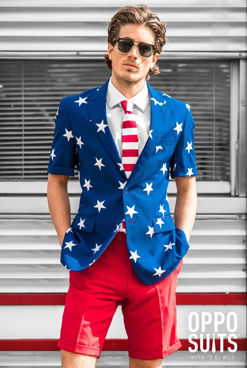 OppoSuits Summer Stars and Stripes - Kostuum - Maat 48