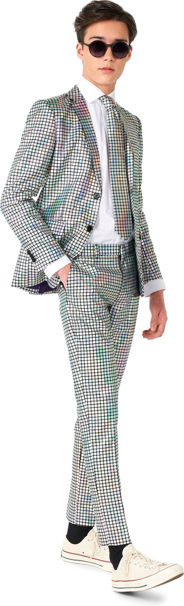 OppoSuits TEEN BOYS Discoballer - Tiener Pak -Discoballen Outfit - Discobal Zilver - Maat EU 170/176