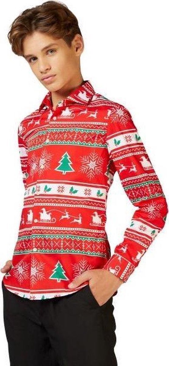 OppoSuits Winter Wonderland - Tieners Kerst Overhemd - Kerst - Maat: 14 jaar