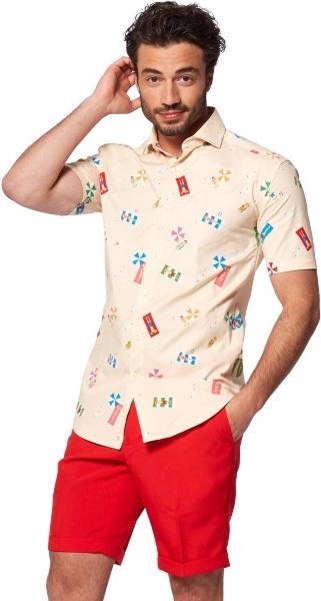 Opposuits Overhemd Beach Life Heren Polyester Beige Mt 4xl