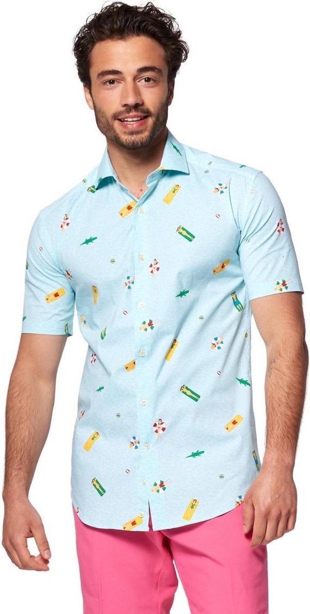 Opposuits Overhemd Pool Life Heren Polyester Lichtblauw Mt 4xl