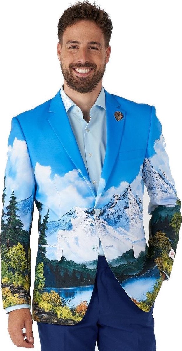 Opposuits Verkleedblazer Bob Ross Heren Polyester Blauw Mt 46