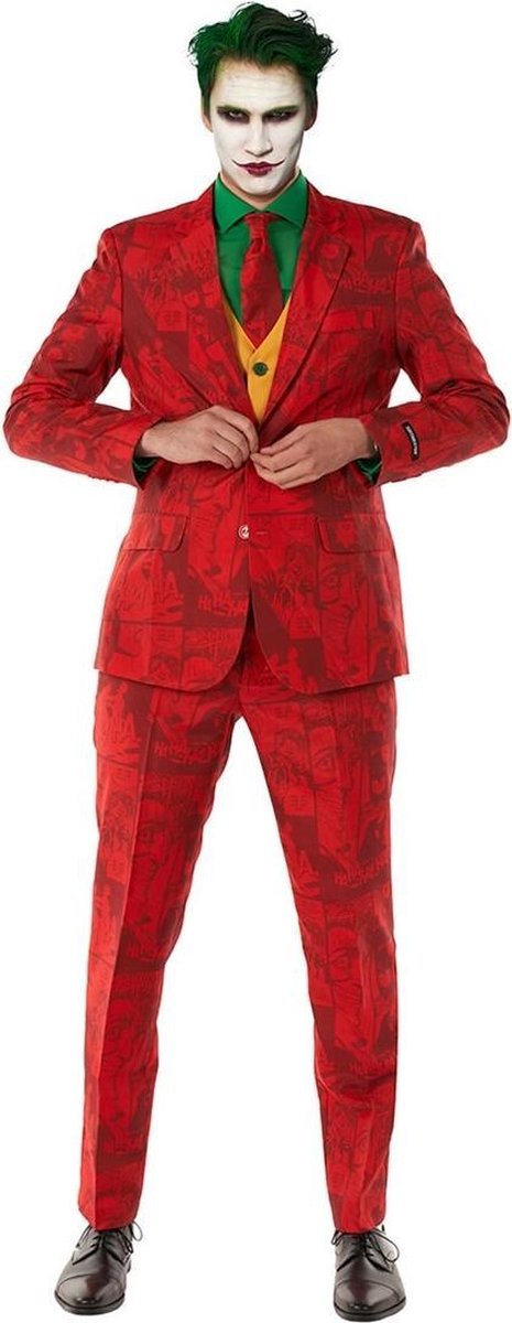 Opposuits Verkleedpak Joker Heren Polyester Rood Maat L