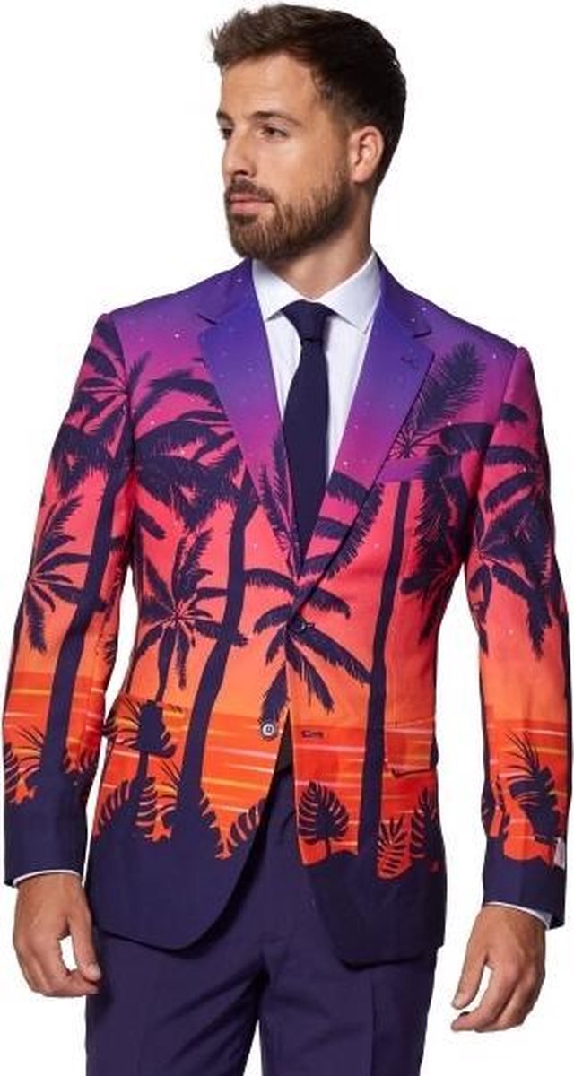 Opposuits Verkleedpak Suave Sunset Heren Polyester Paars/rood Mt 48