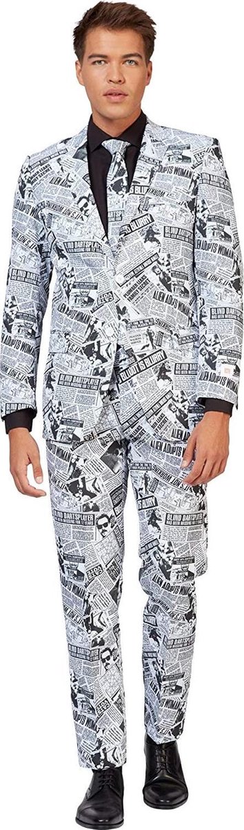 Opposuits Verkleedpak Telegraph Heren Polyester Zwart/wit Maat 52