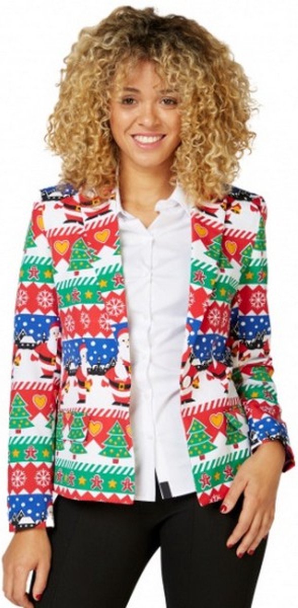 verkleedblazer Snazzy Santa dames polyester maat 36