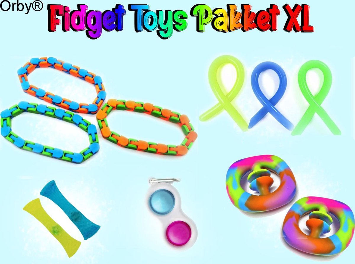  ®   Toys Pakket XL 11-delig - 3x Wacky Track - 3x Monkey Noodles - 2x Snapperz Rainbow - 1x Simple Dimple - 2x Mesh Marble -   Toys - Simple Dimple   Toy -   toys box/set - Tiktok