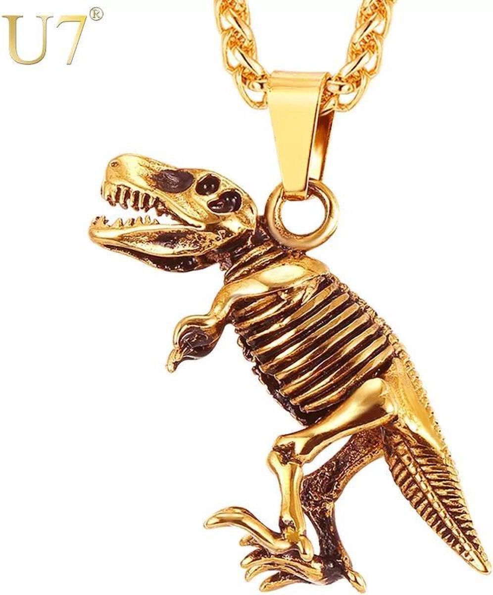 Rvs Tyrannosaurus Rex Ketting Goud / Raamhanger Dinosaurus / Raamhanger Dinosaurus / Dinosaurus Ketting /