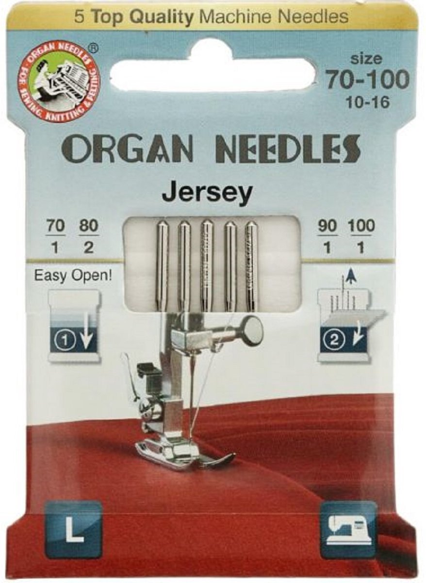 ORGAN NEEDLES ECO-PACK JERSEY 5 NAALDEN 70-100 naainalden naaimachinenaalden