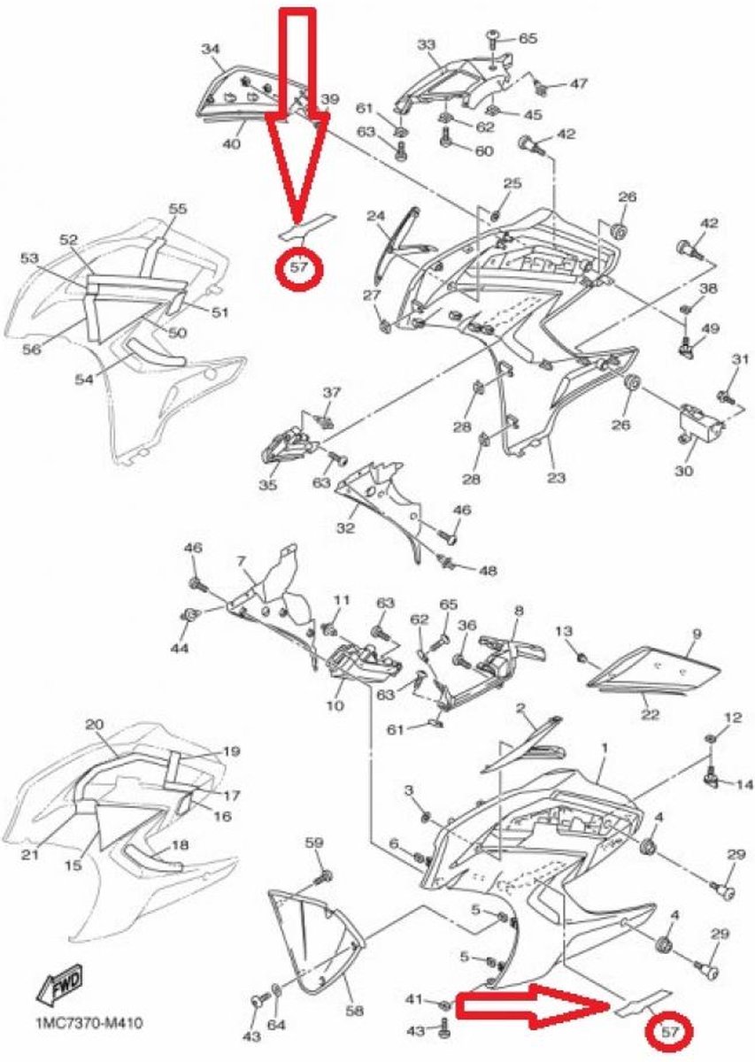 Autocollant stickers 3D flanc 1MC-2839B pour moto Yamaha 1300 FJR 2018 Neuf