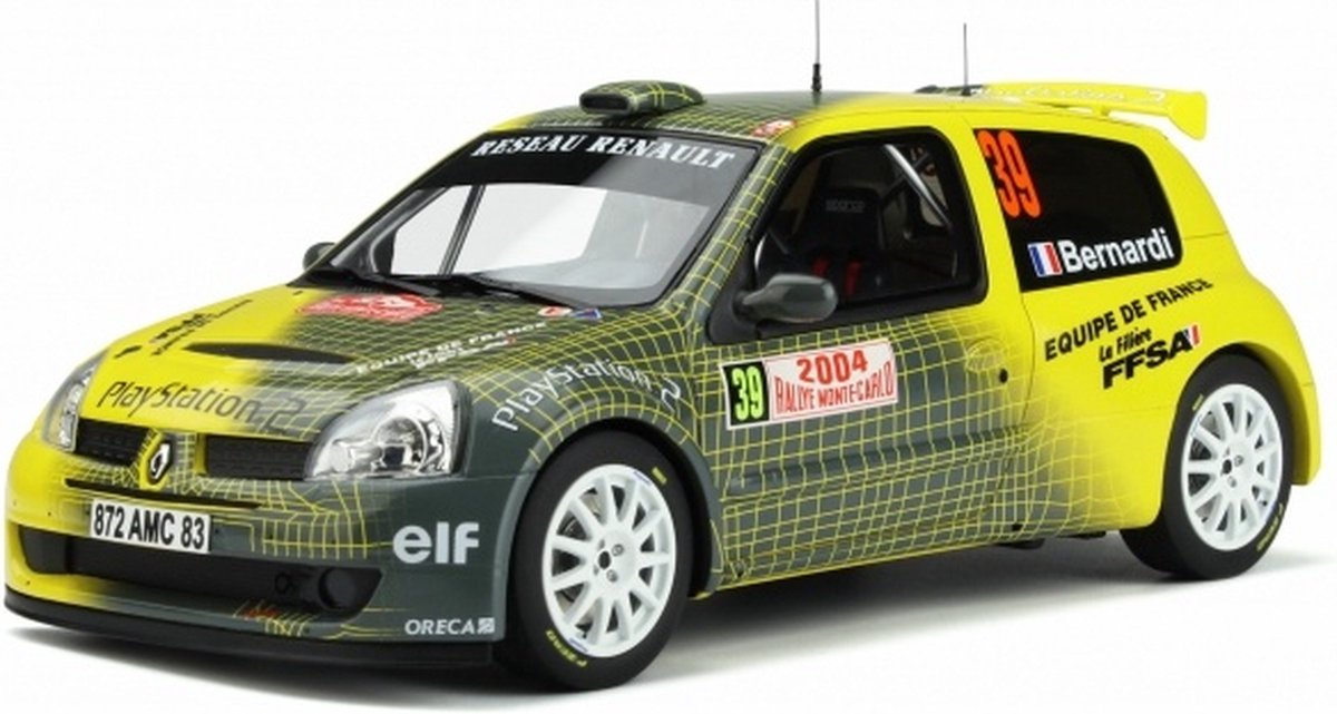 Otto Mobile Renault Clio 2 Super 1600 2004 Geel/Grijs 1:18