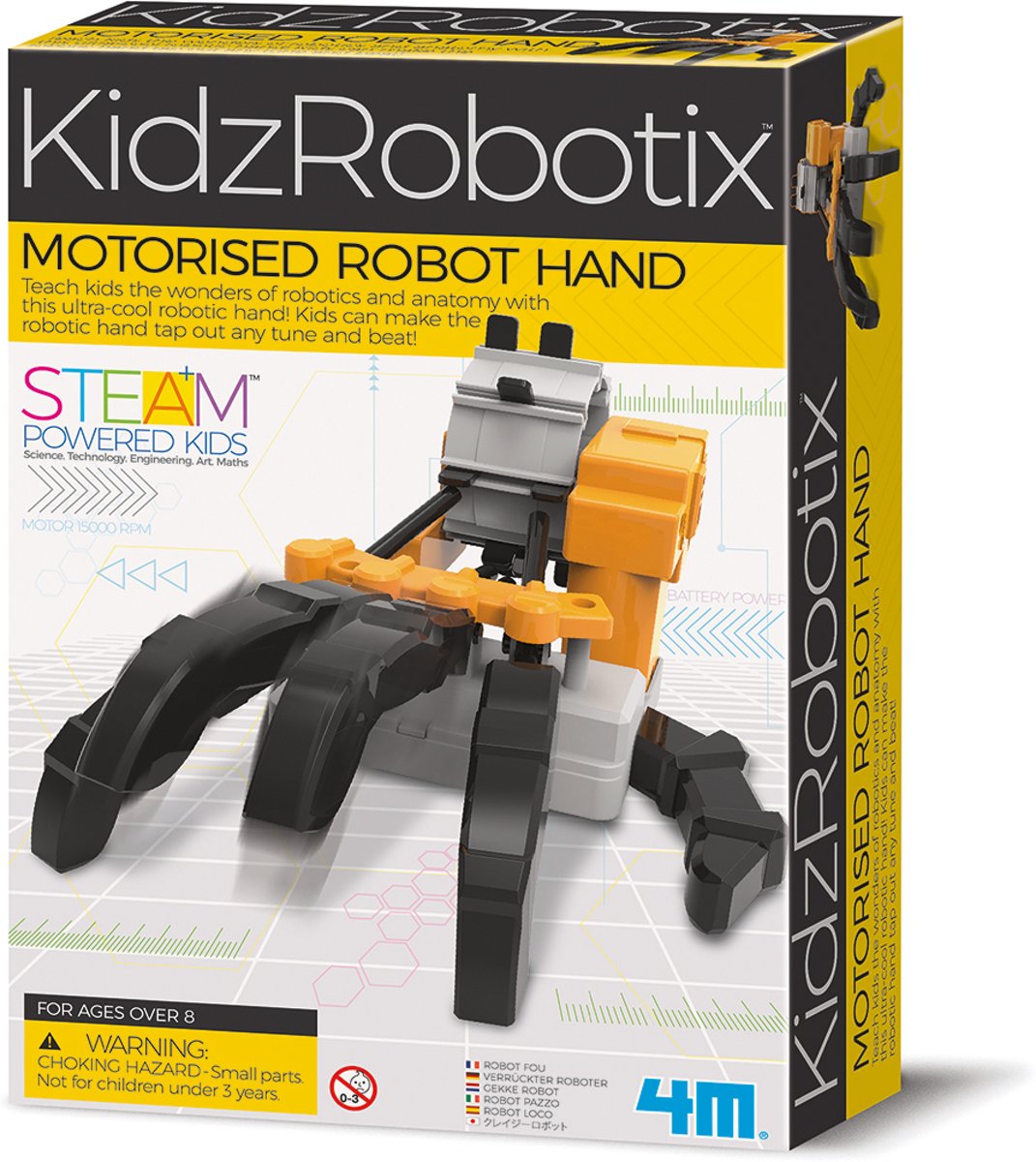 4M KIDZROBOTICS: ROBOT HAND, gedetailleerde instructies inbegrepen, werkt op 2x1