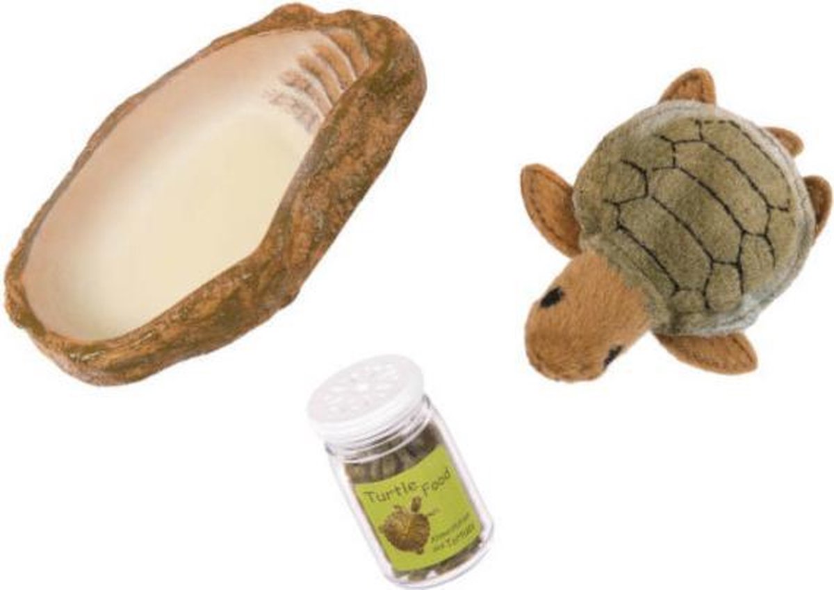 speelset Pet Turtle junior pluche bruin 3-delig