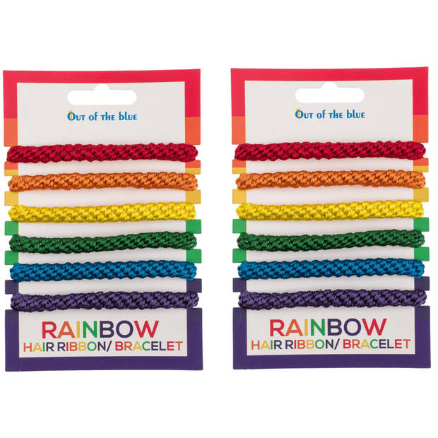 Armbandjes/haarbandjes - Gay Pride/Regenboog thema kleuren - 12x stuks - Verkleedsieraden