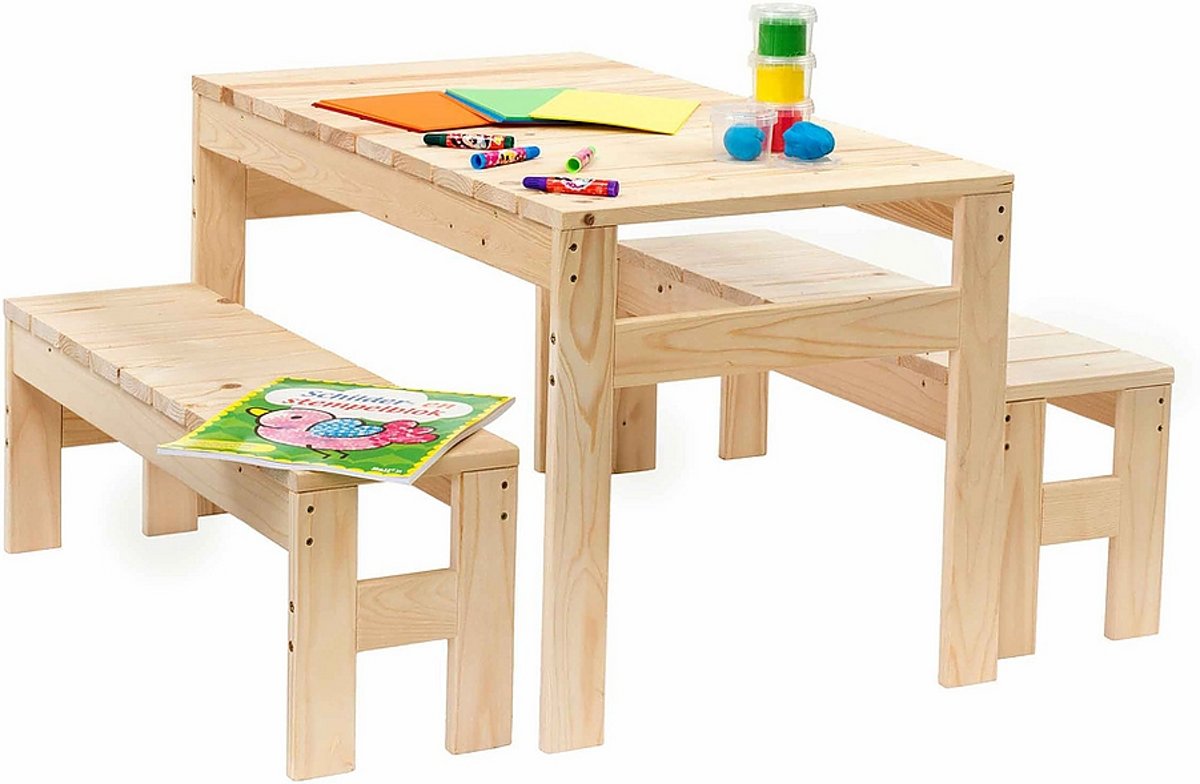 Houten Kindertafel met Bankjes