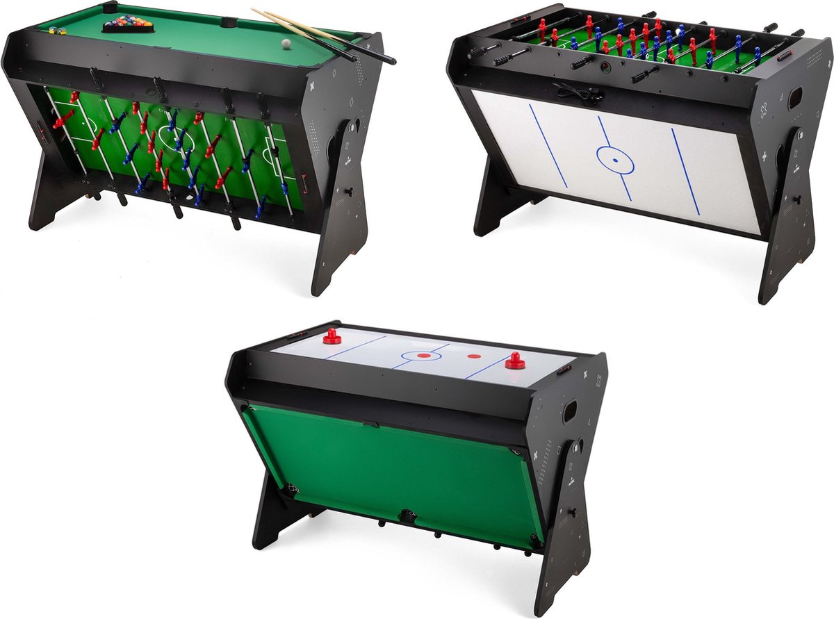  ® 3-in-1 Speeltafel - Tafelvoetbal, Tafelbiljart, Airhockey - 121x84x85 cm - Biljart - Biljarttafel - Air Hockey - Voetbal - Activiteiten Tafel - voor Kinderen en Volwassenen