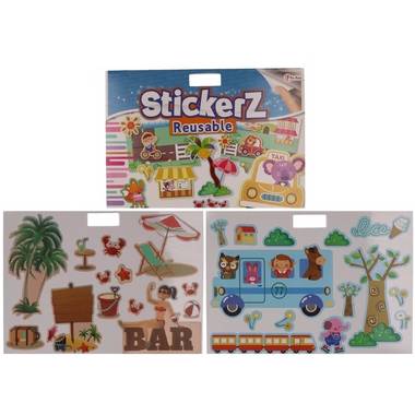 2 boekjes auto raamstickers - vakantie / verkeer / strand stickers - 10 pag