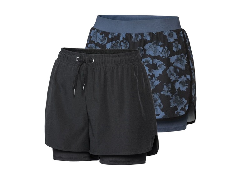 2 dames hardloopshorts M (40/42), Zwart/blauw