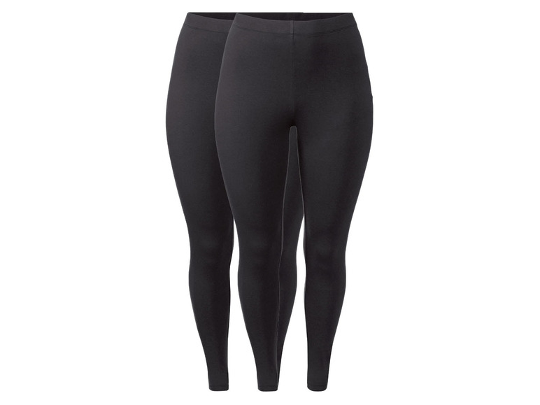 2 dames leggings plus size (L (44/46), Zwart)