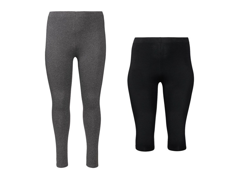 2 dames leggings plus size XXL (52/54), Grijs capri/zwart