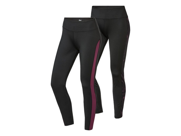 2 dames sportleggings XS (32/34), Zwart/paars