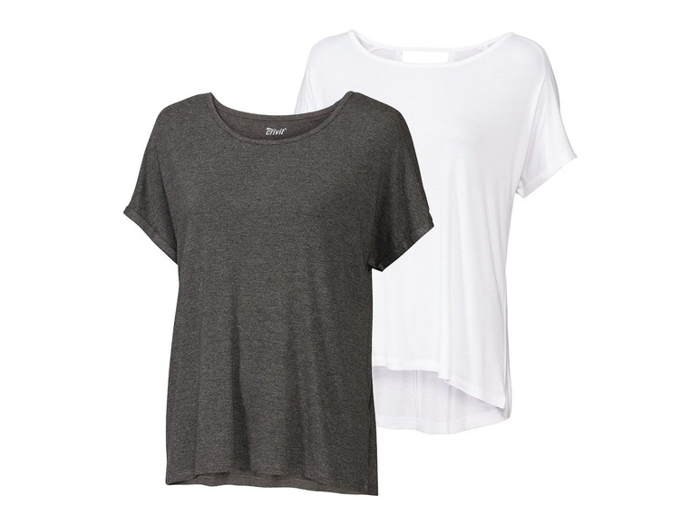 2 dames yoga T-shirts XS (32/34), Grijs/wit