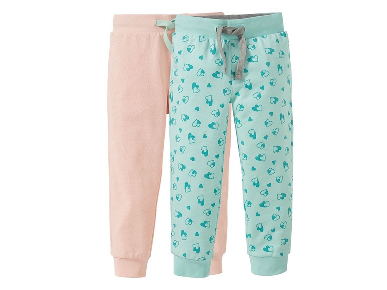 2 meisjes joggingbroeken 110/116, Lichtroze/mint all-over-print