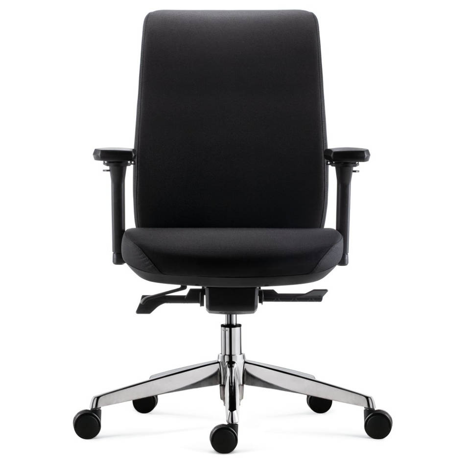 24Designs Move SYNCHRO-4 Ergonomische Bureaustoel - Zwarte Stof - Chromen Onderstel