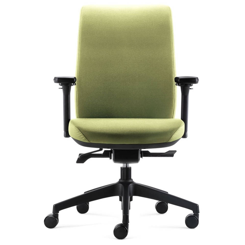 24Designs Move SYNCHRO-4 Ergonomische Bureaustoel EN1335 - Groene Stof - Zwart Onderstel