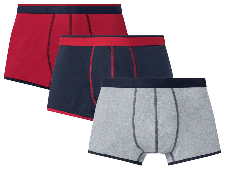 3 heren boxershorts (L, Marine/rood/grijs)