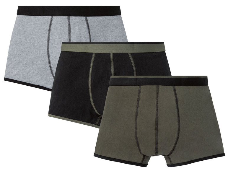 3 heren boxershorts (L, Zwart/kaki/grijs)