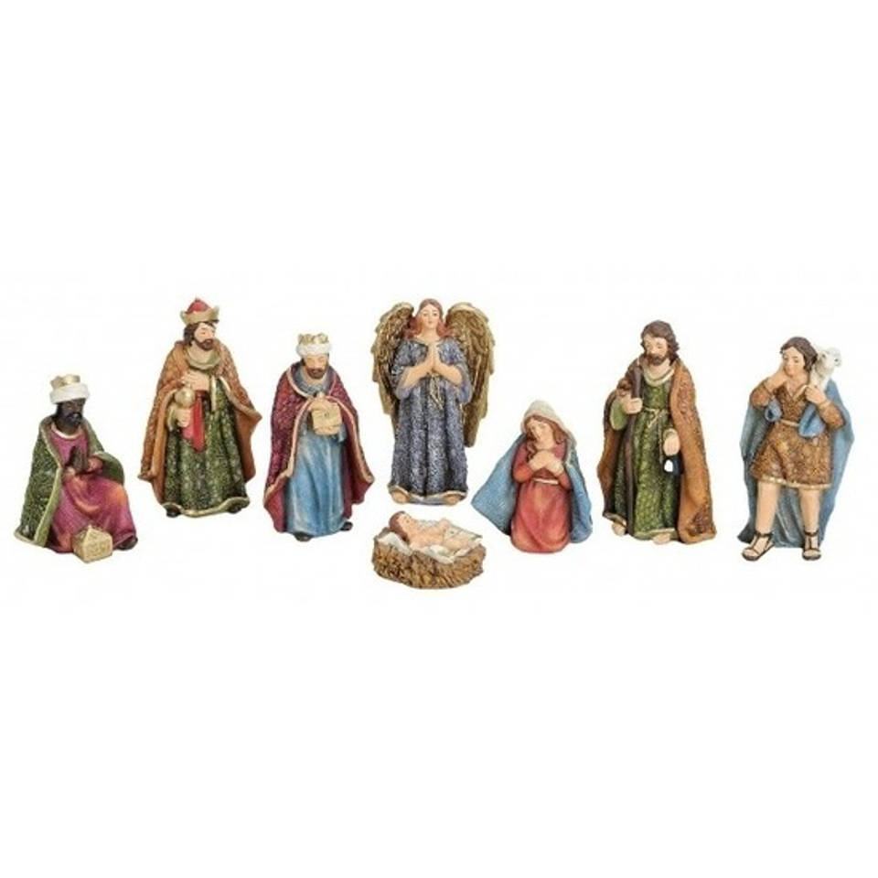 8x Polystone kerststal beelden / figuren 3-11 cm - Kerststallen beelden en figuren