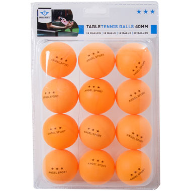 Angel Sports tafeltennisballen 3 ster - oranje - 12 stuks