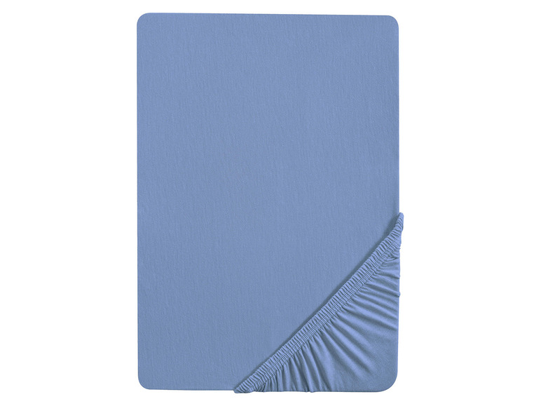 BIBERNA Jersey hoeslaken, 90-200 x 200-220 cm (140-160 x 200 cm, Blauw)