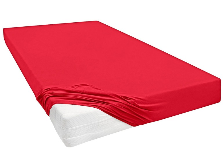 BIBERNA Jersey hoeslaken, 90-200 x 200-220 cm (140-160 x 200 cm, Rood)