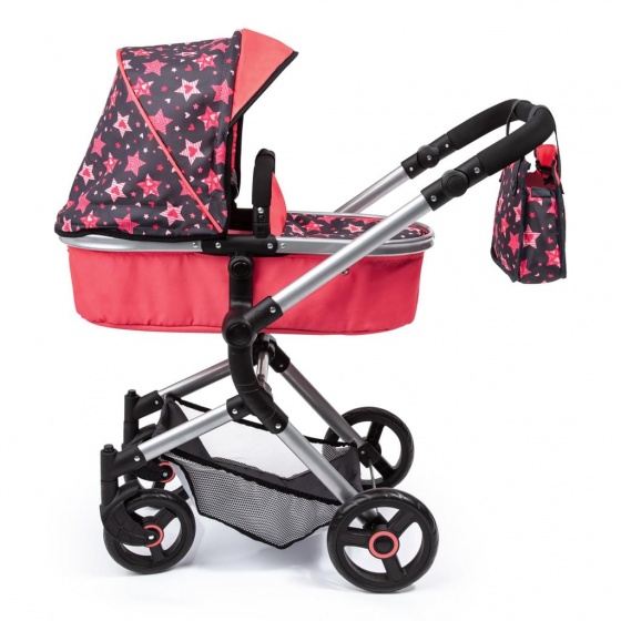 Bayer poppenwagen Combi Dolls Pram Vario roze sterren 86 cm