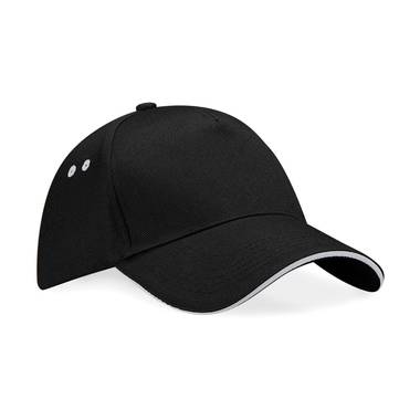 Beechfield ultimate 5 panel cap - sandwich peak black/light grey