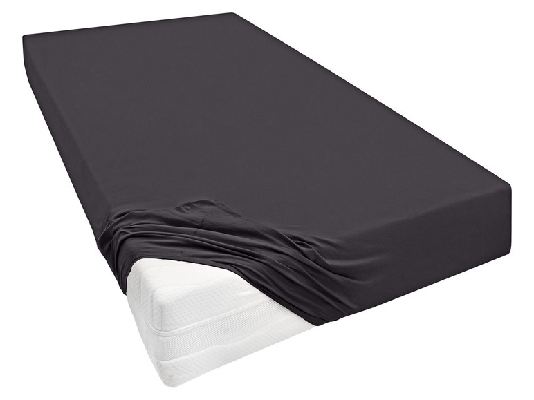 Biberna Jersey hoeslaken voor boxspringmatrassen 90-100 x 200-220 cm, Antraciet