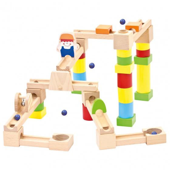 Bino knikkerbaan Marble Run junior hout 40-delig