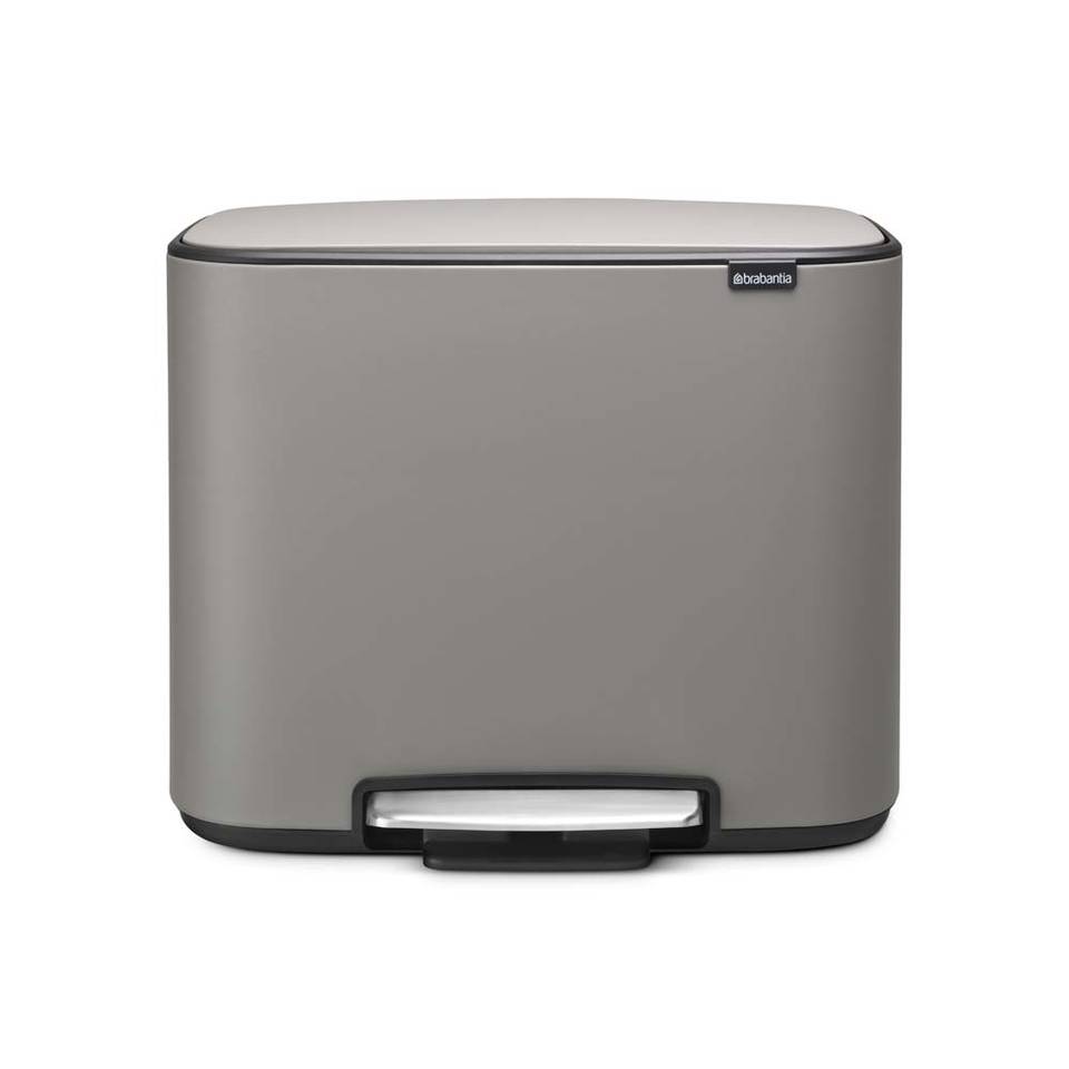 Brabantia Bo pedaalemmer met 2 kunststof binnenemmers - 11 + 23 liter - Mineral Concrete Grey