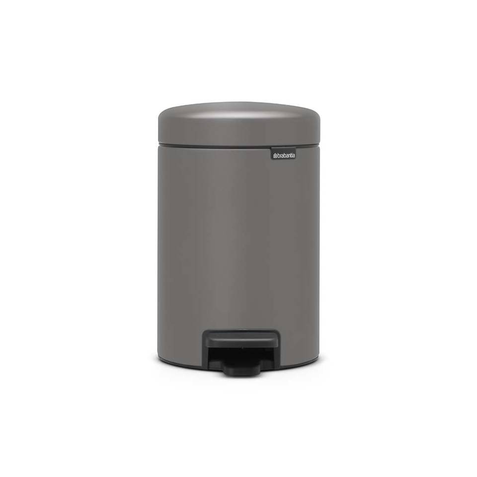 Brabantia NewIcon pedaalemmer met kunststof binnenemmer - 3 liter - Mineral Concrete Grey